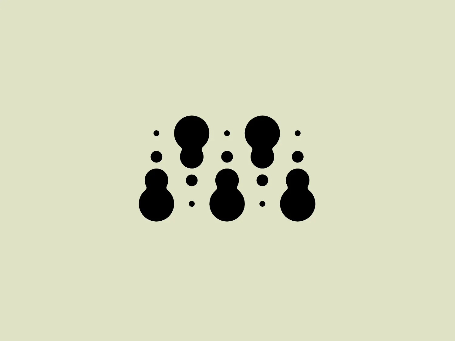 The WhiteLab Genomics logo showcases a symmetrical arrangement of abstract shapes resembling light bulbs or heads with ideas. Composed of solid black, the design consists of three larger icons in the top row, each flanked by smaller dots, akin to the scattering of a thought or the filament of a bulb. Directly beneath each larger icon is a corresponding smaller one. Together, they evoke a sense of community, brainstorming, or collaboration. The shapes are rounded, giving the logo a modern and friendly feel.