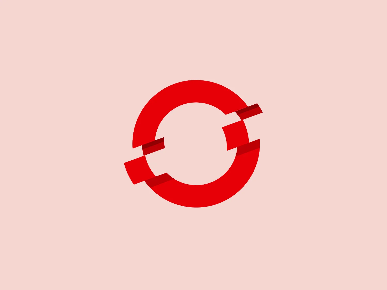 The Red Hat OpenShift logo features a bold, modern design with geometric shapes. It consists of a red circular ring with a cut or gap at the top, intersected by two additional red bars with gaps where they meet the ring. This creates a sense of movement and interconnectedness within the elements. The vivid and striking red color suggests energy and dynamism, while the simplistic use of shapes conveys a contemporary and clean aesthetic.