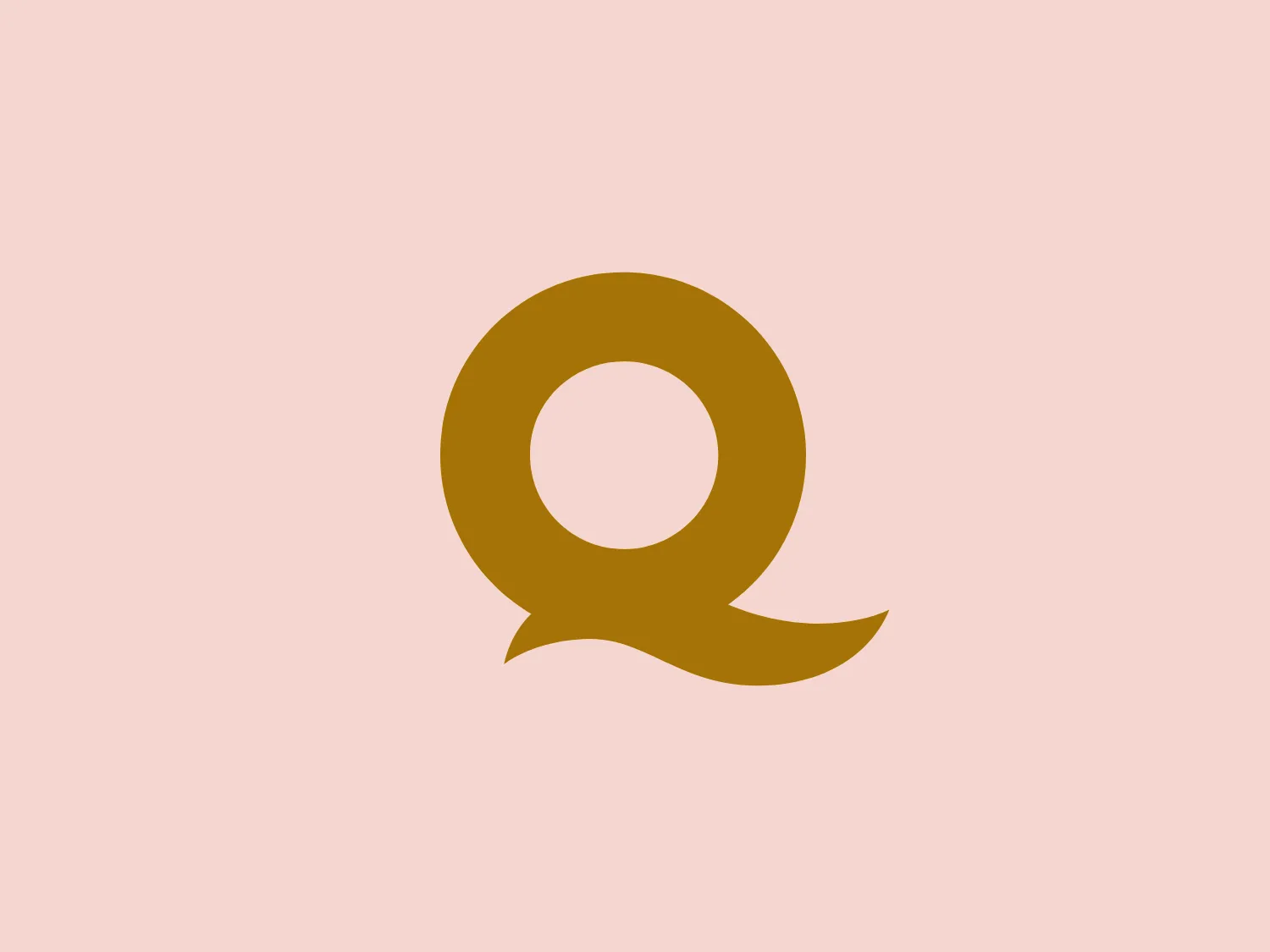 The logo for the business "Paul Q" is a simple, yet stylish representation of the letter 'Q'. It is designed in a bold, goldenrod color, and features a unique, flowing shape that could be interpreted as a melding of a traditional serif 'Q' with a looping flourish extending from the tail. The logo is modern but with a touch of elegance, possibly hinting at sophistication and creativity in the brand it represents. The thick lines and the seamless curve of the tail add to its visual impact. Given the colors presented, a subtle and light background would complement this logo without competing for attention.