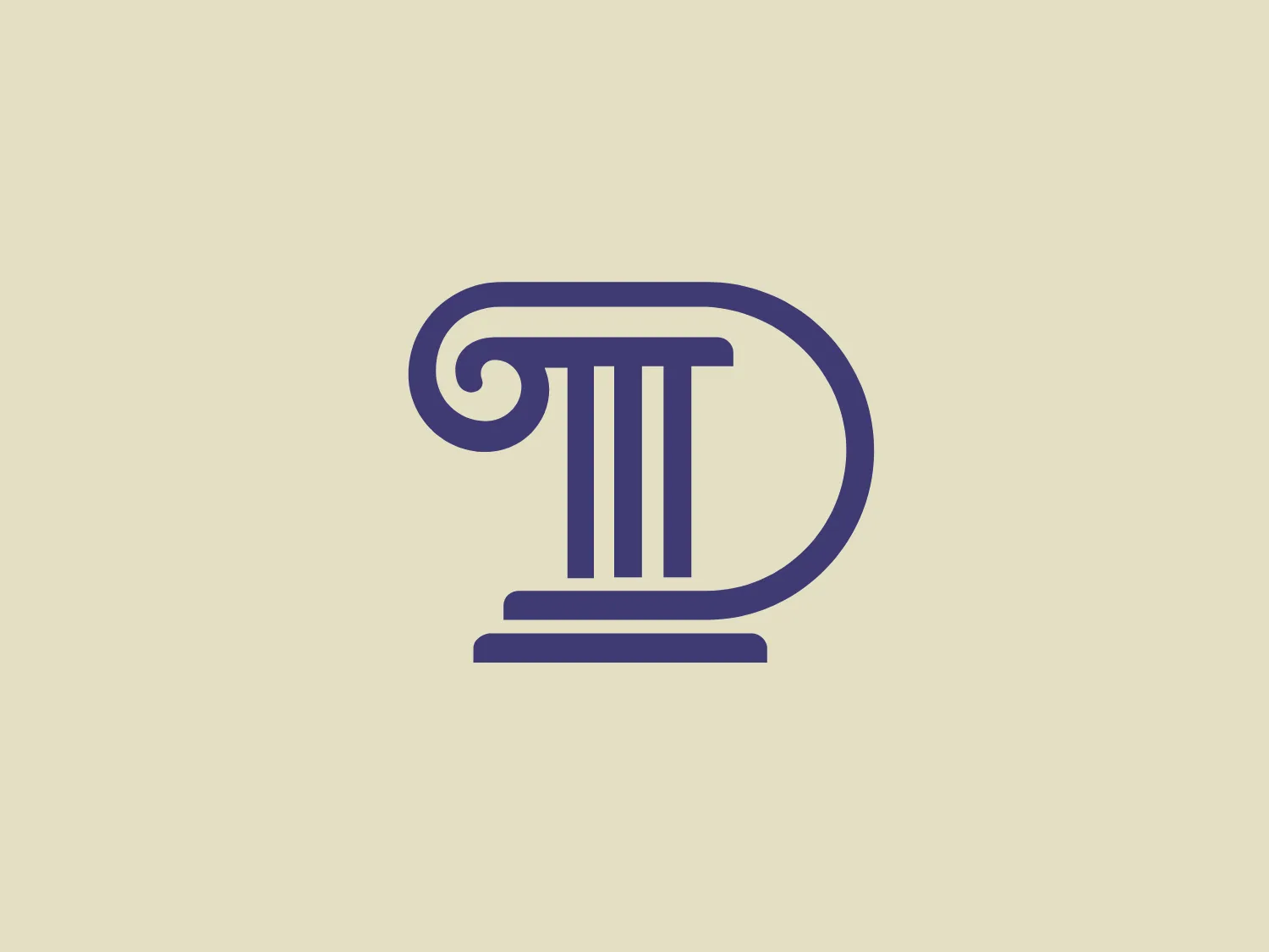 The Driehaus Foundation logo features a stylized representation of a classical column, blending ancient Greek or Roman architectural elements with modern design. It utilizes a single shade of purple, presenting a sleek, professional appearance. The circular form on the left flows into a straight line to construct the back of the open "D" shape, while three vertical lines in the center symbolize the column's fluting. The base of the column grounds the design, completing the capital "D" shape. This simplicity and elegant lines signify a company that cherishes tradition while embracing contemporary design.