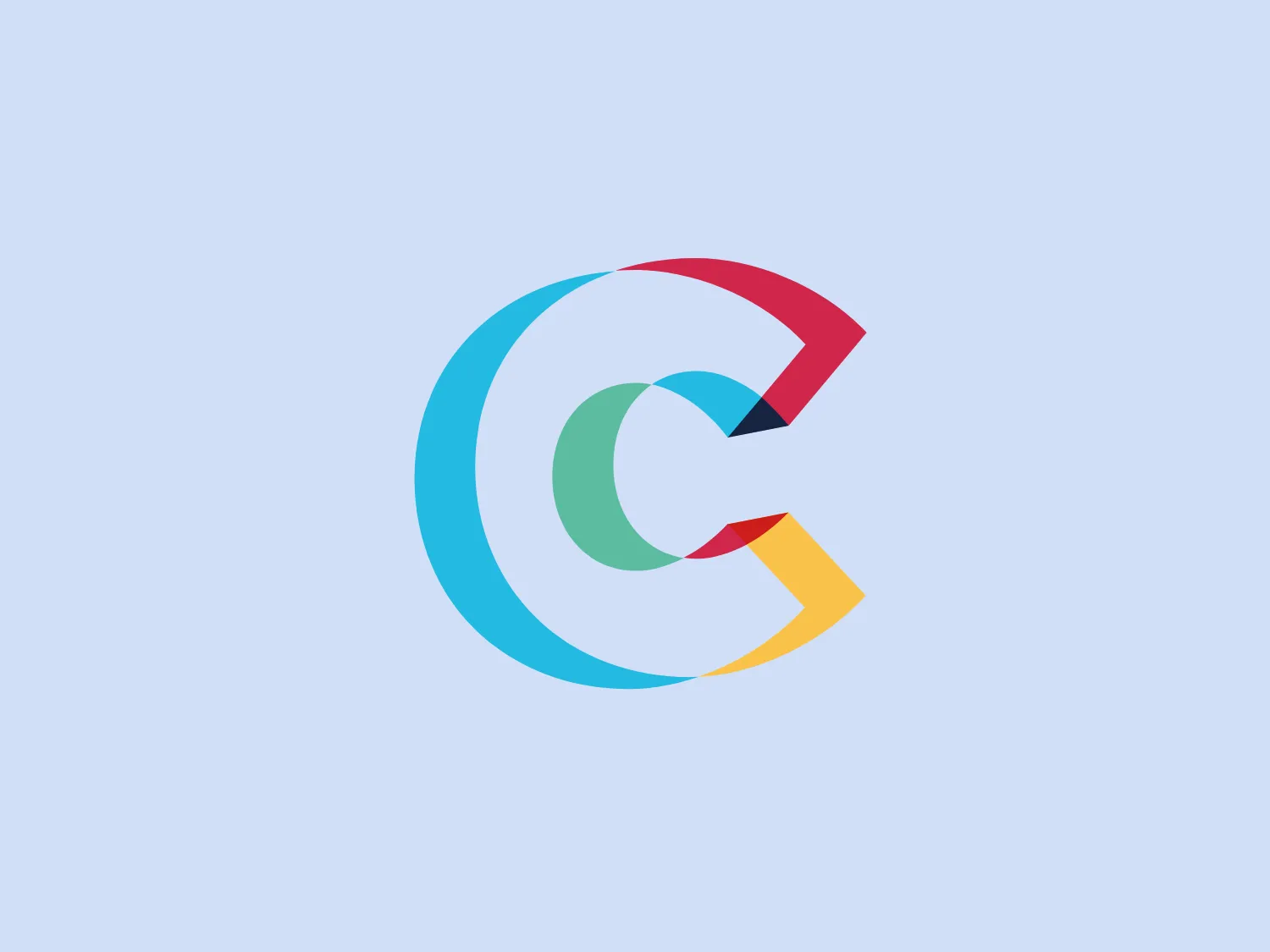 The Creators Media logo is a stylized letter 'C' composed of vibrant, layered colored sections, creating a dynamic and modern appearance. The colors used include a combination of turquoise, red, gold, and hints of teal, which blend into each other with a subtle gradient effect. The design employs a blend of flat and 3D illusion through shading, giving it depth and movement. The shapes within the logo are clean-cut with a geometric quality, yet the overall contour of the 'C' retains a smooth, rounded edge, effectively conveying a sense of innovation and connectivity.
