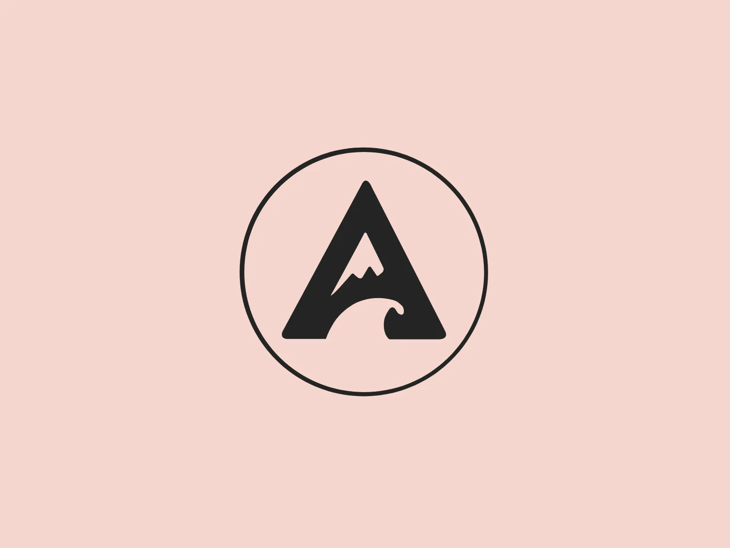 The Adventure in You logo showcases a bold black uppercase letter 'A' with a stylized peak resembling a mountain or arrowhead at the top, and a smooth, swooping curve at the base that could evoke a wave. It is encapsulated within a simple, thick black circular border, creating a minimalist and modern aesthetic. The incorporation of natural elements within the letter structure suggests an adventure or outdoor theme. This sleek design uses a monochromatic color scheme, featuring clean lines and geometric shapes, making it versatile and easily recognizable.