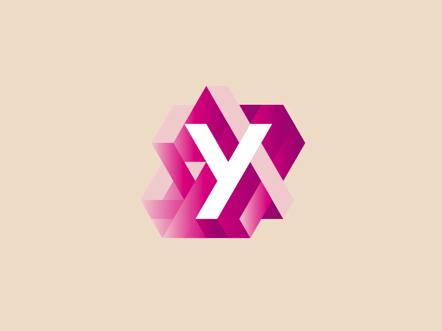The YWCA Canberra logo features a stylized letter "Y" composed of interlocking shapes that resemble both cubes and hexagons. The color scheme is a gradient blend of magenta, pink, and purple hues that give a sense of depth, creating a three-dimensional effect. The composition is modern and geometric, suggesting connectivity and structure. The boldness of the logo hues would complement a subdued background without competing for attention.
