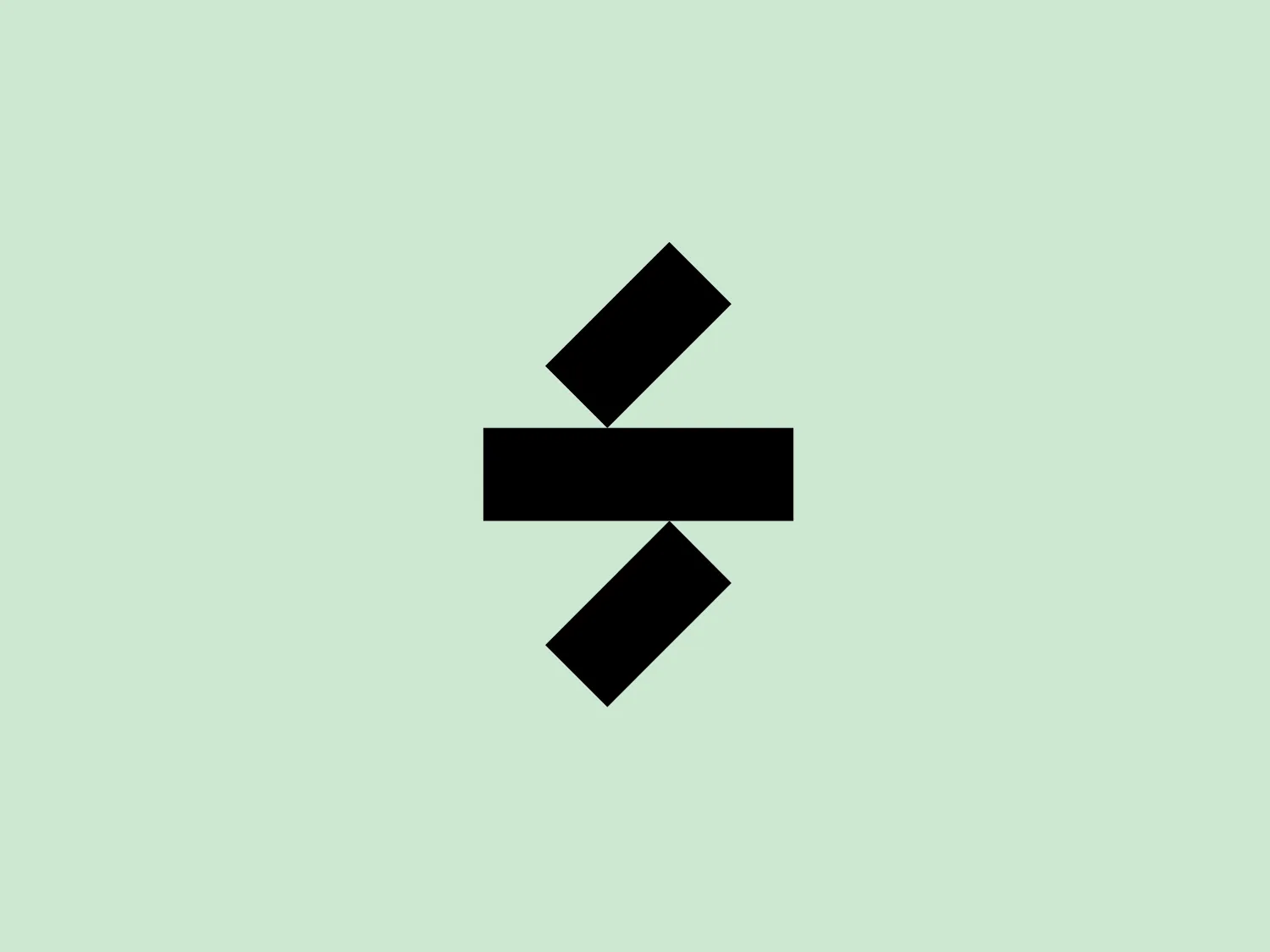 The Sonarworks logo is a bold, geometric design featuring three black rectangles at varying angles. Two rectangles are positioned vertically in an abstract 'X' shape, while the third rectangle bisects them horizontally, creating balance and intersection. The central rectangle acts as a fulcrum, giving the impression of stability and structure. The sharp edges and solid black against a white background articulate a modern and minimalist aesthetic. The symmetry and simplicity provide a strong visual impact and ensure the logo's memorability.