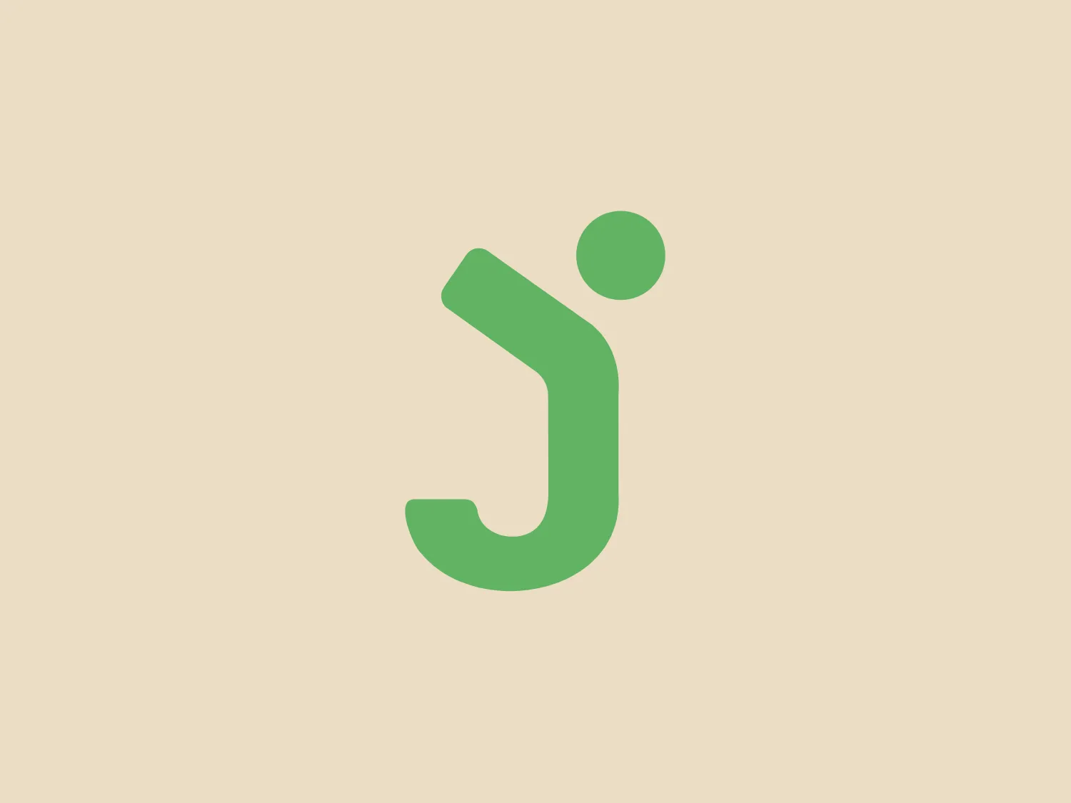 The logo for JoinPro presents a stylized figure resembling a lowercase 'j' with a rounded top, which can be interpreted as a person in a relaxed posture or possibly a musical note. The shape is smooth and organic, emitting a sense of approachability and fluidity. Its color is a soft, muted green, suggesting a connection to nature, growth, or environmental consciousness. The simplicity and the curves of the logo give it a modern and minimalist aesthetic. Considering the color and shape, a neutral background that complements but does not compete for attention would be ideal.