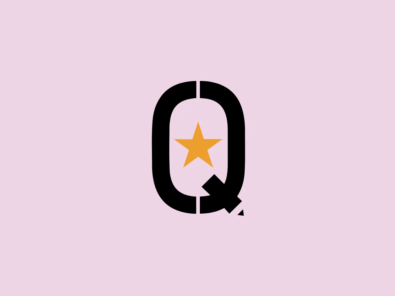 The Quartel Design logo showcases a contemporary and sleek interpretation of the letter "Q". The design predominantly uses a black and white color palette, accentuated by a central golden yellow star within the negative space of the letter. The "Q" is depicted with bold, clean lines and rounded curves, imparting a soft and approachable feel, while the star introduces contrasting sharp angles, adding a dynamic element. This minimalist yet playful design exudes a professional aesthetic.