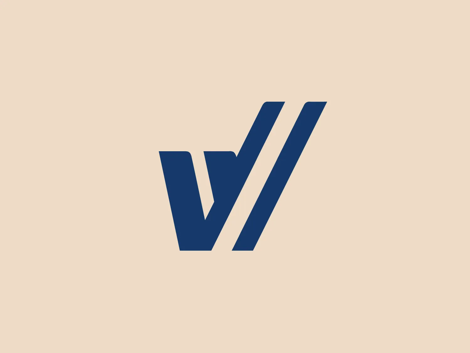 The Vamos logo features a stylized letter 'V' that combines angular and linear elements to create a modern and dynamic appearance. Set in a deep blue color, the logo emits professionalism and trustworthiness. It uses sharp angles and straight lines to convey precision and forward-thinking, with no curves or round shapes, emphasizing strength and stability. The design is simple yet memorable, focusing on the unique construction of the letter 'V' that almost resembles a tick mark or check, indicating positivity or correctness.