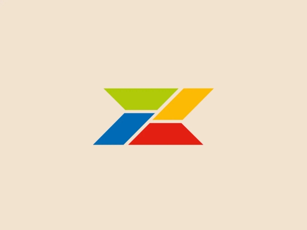 The Zaizi logo features a stylized, abstract representation of the letter "X", composed of four kite-shaped quadrants, each filled with a different solid color. Starting from the top and moving clockwise, the colors are green, yellow, red, and blue. The forms are arranged so that the pointed ends meet at the center of the "X", creating a sense of interconnection and balance. The green and red shapes share the top part of the "X" while the blue and yellow occupy the bottom part. The design is clean, modern, and dynamic, with the use of primary and secondary colors giving it a bold and energetic feel.