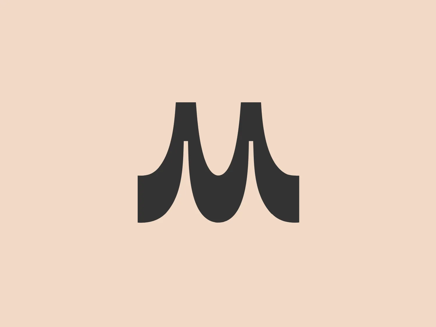 The logo presented is a simple, stylish design consisting of two mirrored shapes that resemble the letter "M". The design is abstract and minimalistic, with no additional embellishments or text. Its color is a solid, warm shade of brown, giving it a modern and professional look. The overall aesthetic is clean and sophisticated, likely to appeal to contemporary businesses seeking an elegant visual identity.