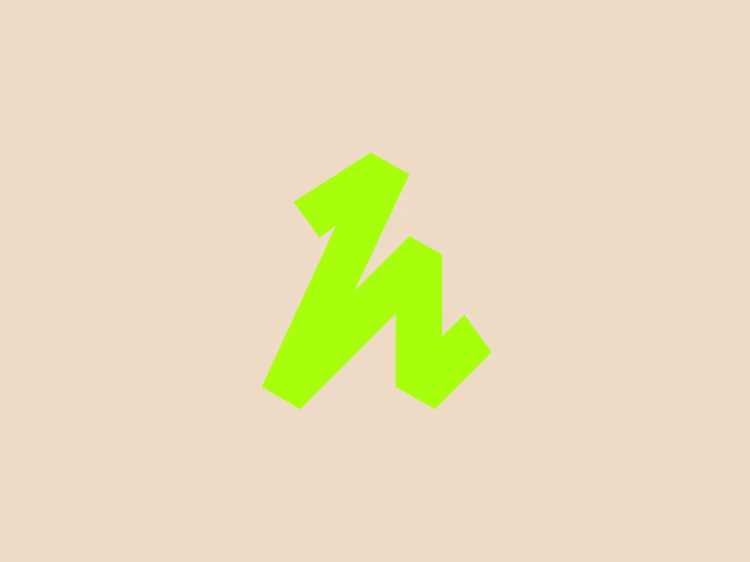 The logo for Hussle showcases a modern, stylized design with two interlocking elements, resembling an abstract arrow or a lightning bolt. Featuring dynamic angles, the design exudes a sense of forward motion and energy. The sharp vertices and vibrant lime green color create a youthful and electric feel, making it appealing to a tech-savvy or energetic brand demographic. The sleek and minimalistic design captures attention and would stand out on a neutral yet complementary background.