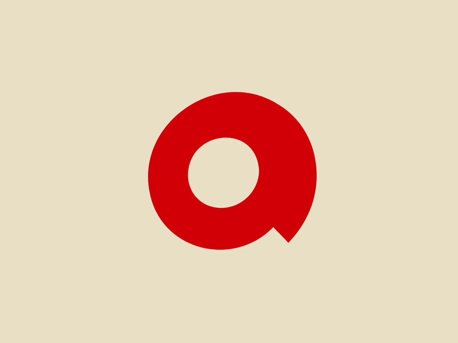 The Acom logo is a bold, circular shape in a vibrant red color. It features a stylized lowercase "q" with a seamless tail that flows from the circle, creating a dynamic and continuous line. The inner circle of the "q" is white, punctuating the design and giving it a modern, minimalist feel. The simplicity of the form and its striking color make it stand out, suggesting a brand identity that is confident and impactful. The logo has a clean and contemporary aesthetic that communicates efficiency and style.