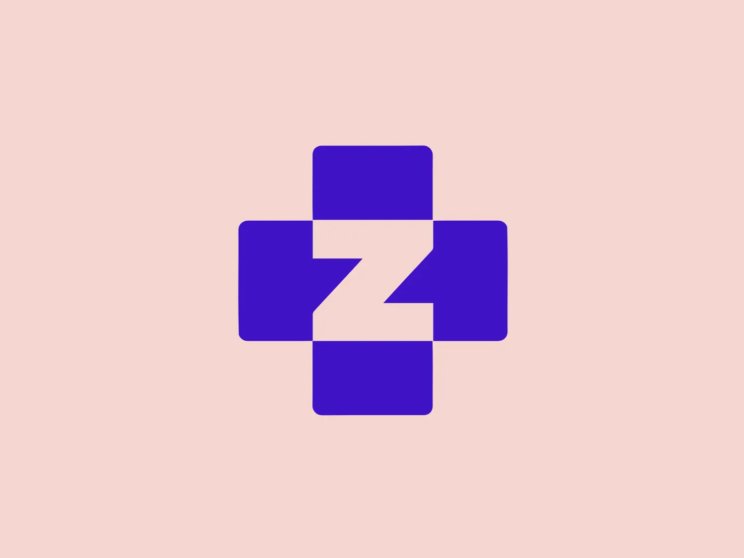 The Zero Hour Health logo features a stylized, geometric design with a central figure that resembles a cross or plus sign composed of four squares. Each square is rotated at a 45-degree angle, creating a dynamic and somewhat abstract representation. The design incorporates two shades of purple; a deep, vivid purple fills the top left and bottom right squares, while a lighter purple fills the top right and bottom left. The center of the logo overlaps the squares, creating a seamless connection between the elements. The overall aesthetic is modern, clean, and versatile, suitable for various applications, including tech or healthcare due to the plus sign connotation.