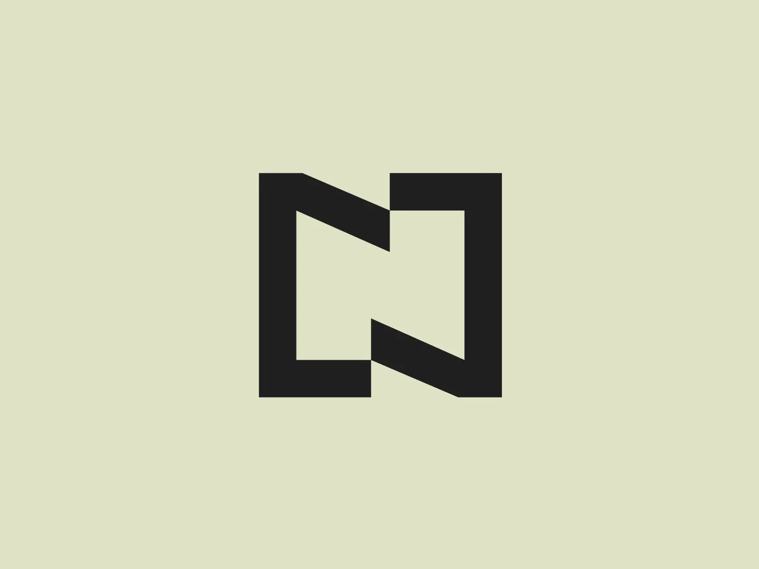 The image is a stylized, black monogram or logo of the two letter N's. They are combined in a mirror-image fashion, creating a symmetrical and geometric design. The lines are thick, bold, and angular, with sharp points where the N's meet in the middle and squared-off ends. The composition is minimalistic and modern, with a powerful and stable feel due to the use of vertical and diagonal lines. The overall shape resembles an abstract butterfly or a bowtie due to the central meeting point and flaring sides. Given the modernity and simplicity of the Televisa News logo, a clean and neutral background would complement it well.