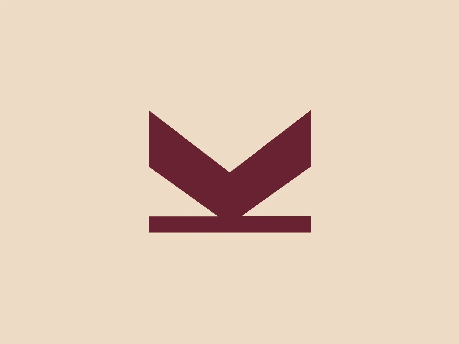 The KPU logo is a minimalist, abstract design that features a stylized letter "V" above a horizontal line. The overall look is geometric and symmetrical, using sharp angles and clean lines to create a sense of stability and precision. The color of the logo is a solid, deep maroon, lending it a sophisticated and professional appearance. The "V" sits directly above the line, potentially symbolizing structure or a starting point. Given the color intensity of the logo, a lighter background might complement it best.