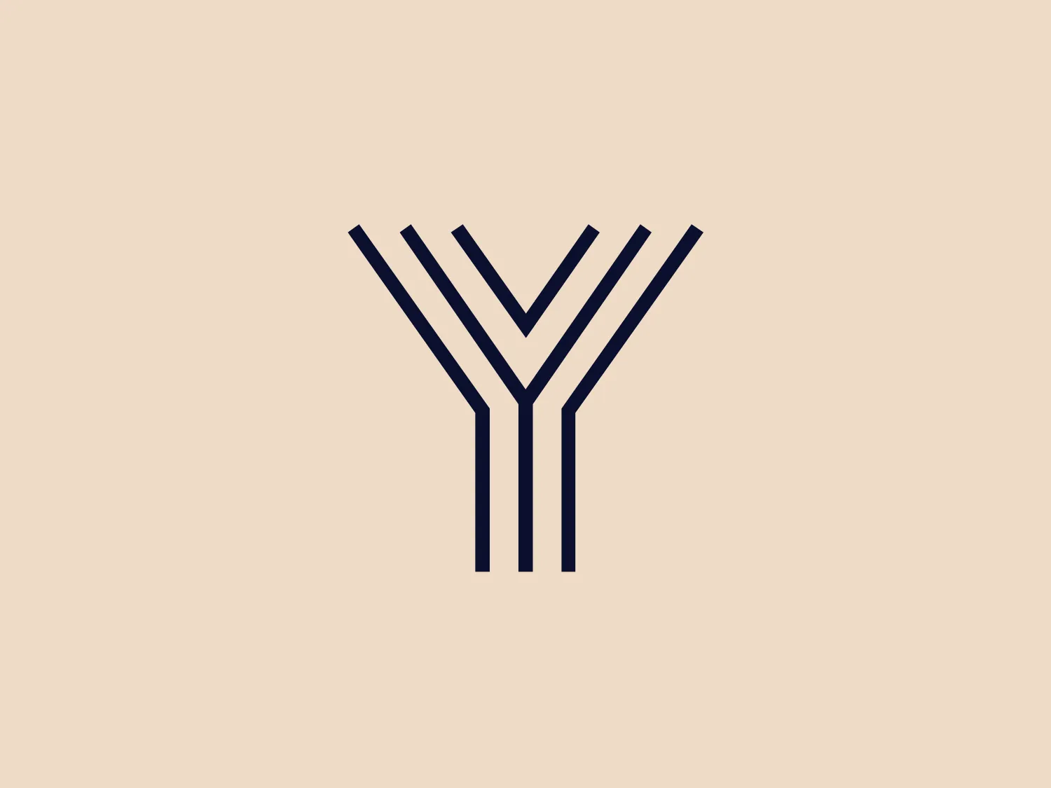 The Young Foundation logo is a streamlined and modern design featuring a stylized letter 'Y'. Comprised of three bold, straight, vertical lines converging into a single point at the bottom, the logo creates the impression of a branching path or a trident. The main lines are interconnected by thinner lines, conveying a sense of unity and direction. Presented in a deep navy blue color, the logo exudes sophistication and professionalism. The minimalist approach of the design makes it versatile for various applications, suggesting growth, connectivity, or choices. A light and non-distracting background hue would complement the logo effectively.