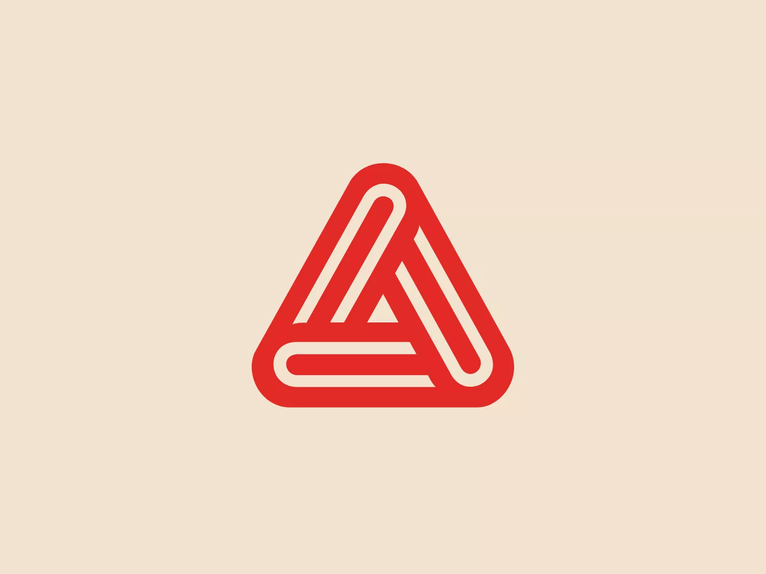 The Avery Dennison logo is a stylized triangular shape, consisting of three intertwined red lines that create a continuous loop. The use of negative space within the design implies an upward arrow or a sort of abstract letter 'A'. The lines feature a consistent width and smooth, rounded corners, giving the design a fluid and modern feel. The bold red color gives the logo a sense of energy and strength. Considering the clean and simple design of the Avery Dennison logo, a minimalist background that doesn't detract from its vibrancy would be suitable.
