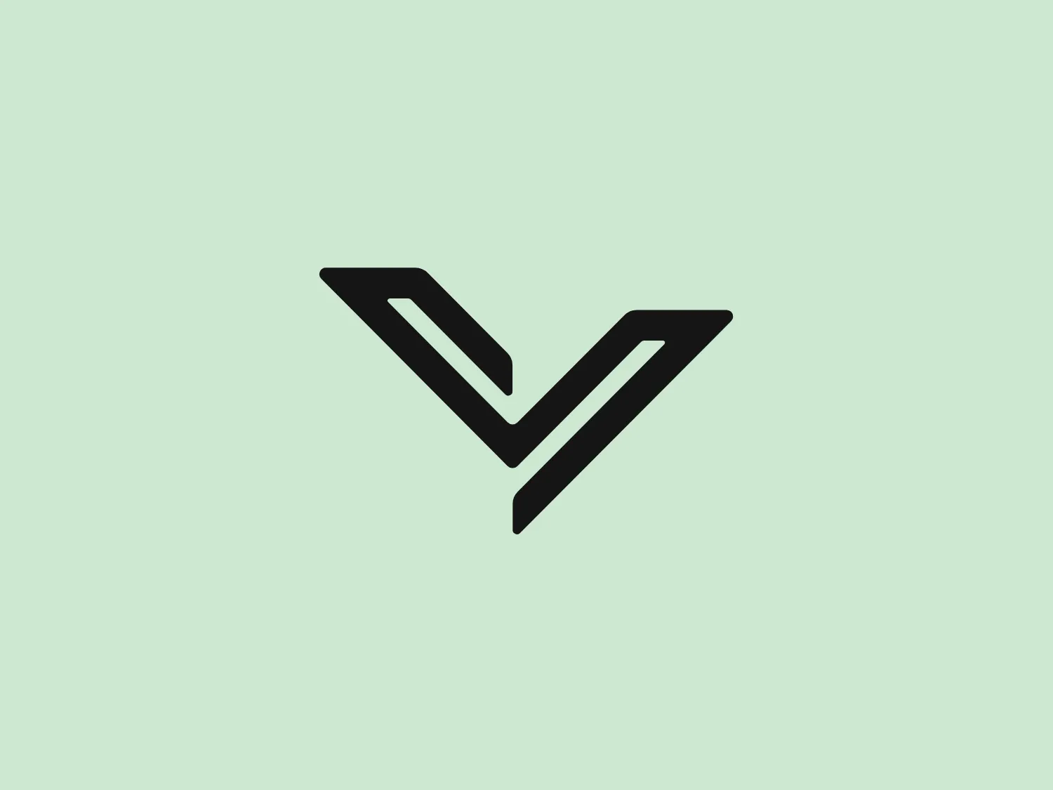 The cdmv logo is a stylized, abstract representation of a bird in flight. It features two black, sleek, angular lines that meet at a sharp point on the bottom, suggesting the silhouette of a bird's wings in a downward stroke. The logo's geometry conveys a sense of motion and elegance, with the negative space between the wings enhancing the aerodynamic feel. Its striking simplicity makes it versatile and modern.
