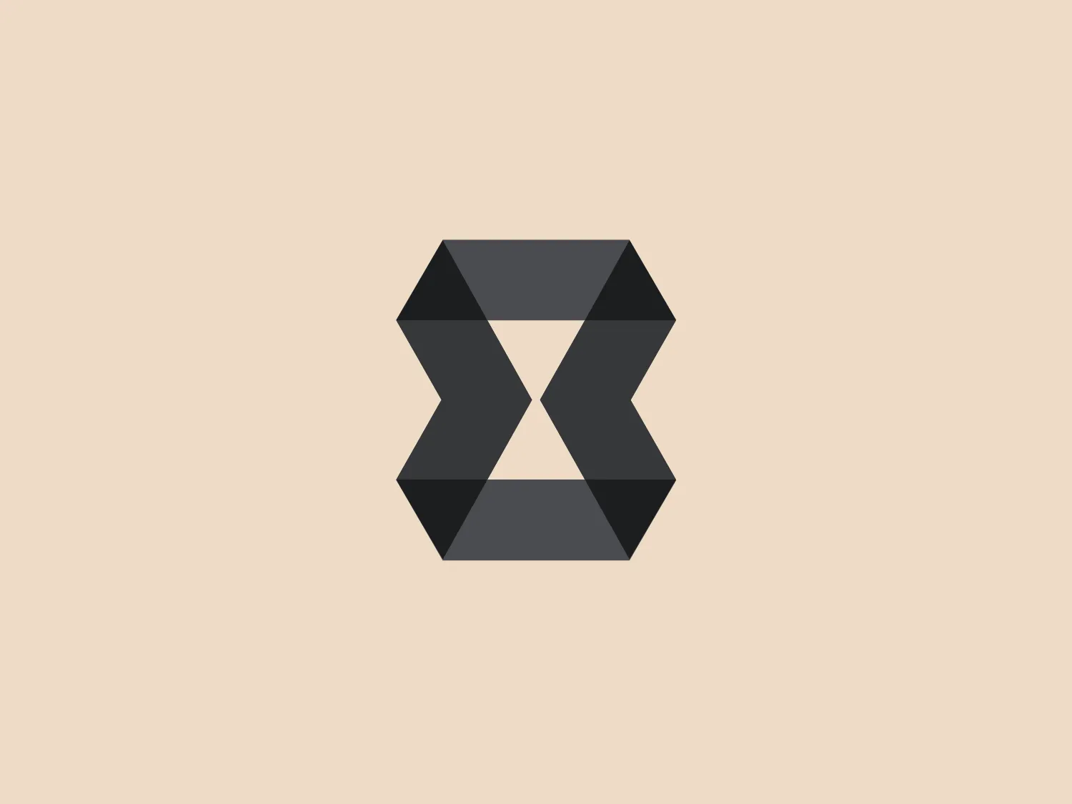 The Cumulation8 logo is a minimalist, geometric design resembling an hourglass shape or the letter "X." Comprised of four trapezoidal shapes arranged symmetrically, the narrow ends point toward the center. The color palette includes shades of gray, creating a gradient effect from dark to light towards the center. The overall design is modern and abstract, with sharp lines and angles creating a bold visual impact. This style offers a sleek and contemporary feel suitable for tech companies or fashion brands aiming for a cutting-edge image.
