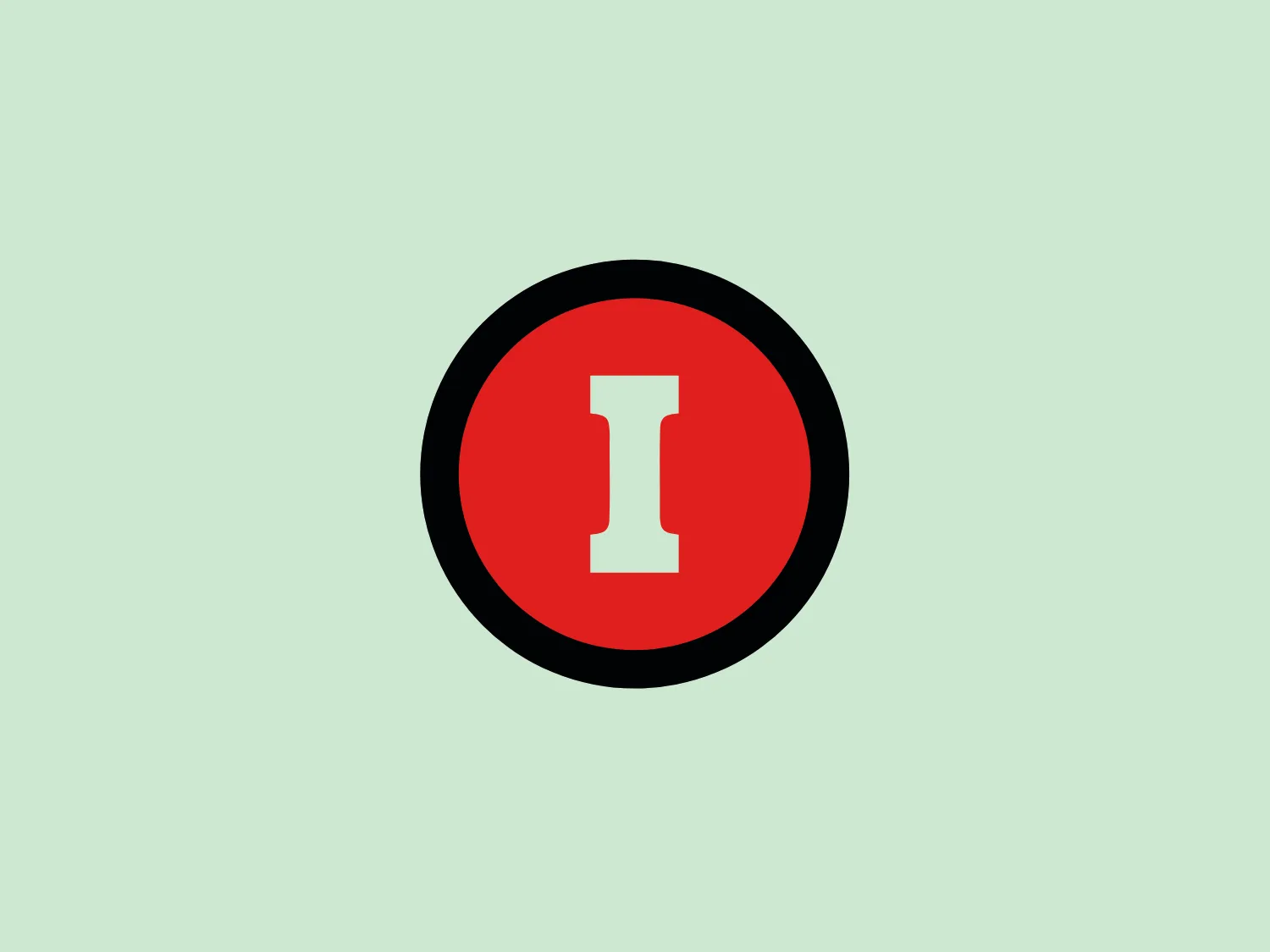 The Intelligencer logo features a bold, uppercase "I" in a stark white font centered against a vibrant red circular background. Surrounding the red circle is a thick black border that crisply defines the edges of the design. The aesthetic is minimalist and eye-catching, relying on strong contrast to make a visual impact. The clean lines and limited color palette give the logo a modern and professional look.