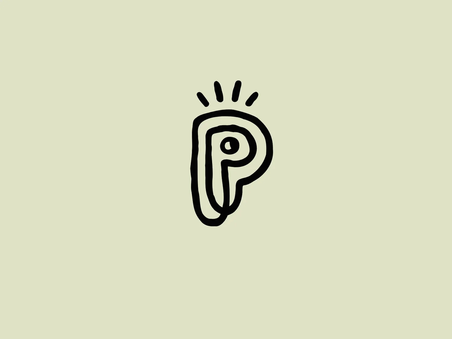The Philharmonie des Enfants logo depicts an abstract, bold black shape against a transparent background. It features a continuous line forming a fluid, curvilinear form resembling the letter "P," with an internal spiral or loop near the top. Radiating lines from the upper right side suggest a sense of light. The design exudes simplicity and modernity with a hand-drawn, organic feel, and its monochrome color scheme gives it versatility, while asymmetry adds a dynamic and creative flair.