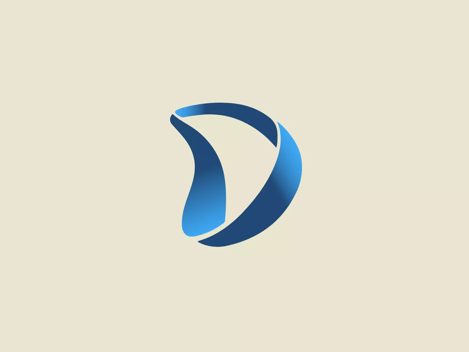 The Daewoo EC logo is a stylized sphere consisting of three swoosh-like shapes, creating a dynamic impression of movement and fluidity. The primary color scheme is a gradient of blues from deep navy to airy sky blue, providing depth and a high-tech feel. The overall design aesthetic is modern and sleek, implying innovation and efficiency. The interlocking shapes suggest connectivity and integration.