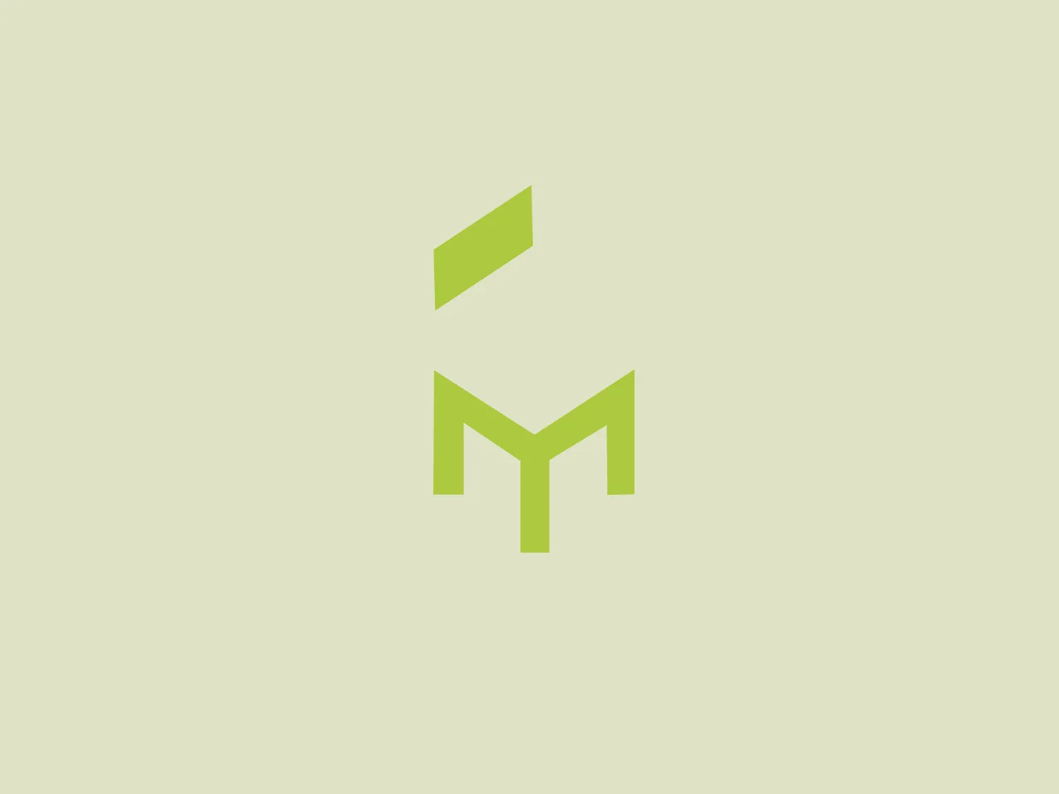 The Roomble logo features a minimalist, bright lime green design, with stylized, interconnected alphabet letters 'F' and 'M'. The 'F' is formed by two parallelograms arranged diagonally, while the 'M' consists of three connected elements with sharp angles, creating a modern and energetic feel. The balanced proportions of the characters create a harmonious and visually appealing symbol.