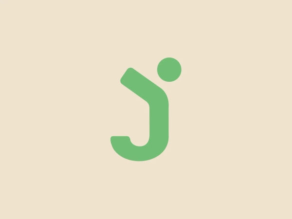 The logo for JoinPro presents a stylized figure resembling a lowercase 'j' with a rounded top, which can be interpreted as a person in a relaxed posture or possibly a musical note. The shape is smooth and organic, emitting a sense of approachability and fluidity. Its color is a soft, muted green, suggesting a connection to nature, growth, or environmental consciousness. The simplicity and the curves of the logo give it a modern and minimalist aesthetic. Considering the color and shape, a neutral background that complements but does not compete for attention would be ideal.