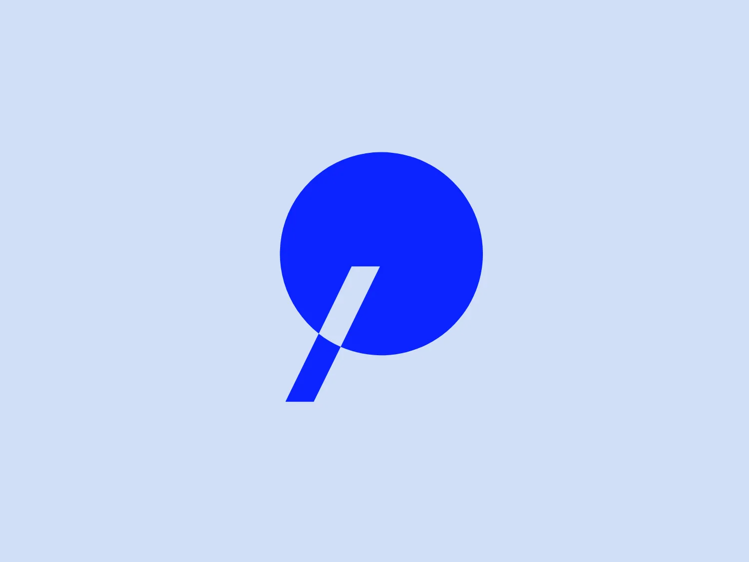 The Perspecta logo features a bold, flat blue circle with a diagonal line slicing through its bottom left quarter, extending slightly beyond the circle's circumference. The design is striking in its simplicity, utilizing a vivid shade of blue against a plain white background. The diagonal line creates a dynamic effect, suggesting motion or progress. The shape and cut of the line give the logo a modern and clean aesthetic, making it versatile for various applications. It adheres to minimalist design principles with a clear focus and absence of additional embellishments.