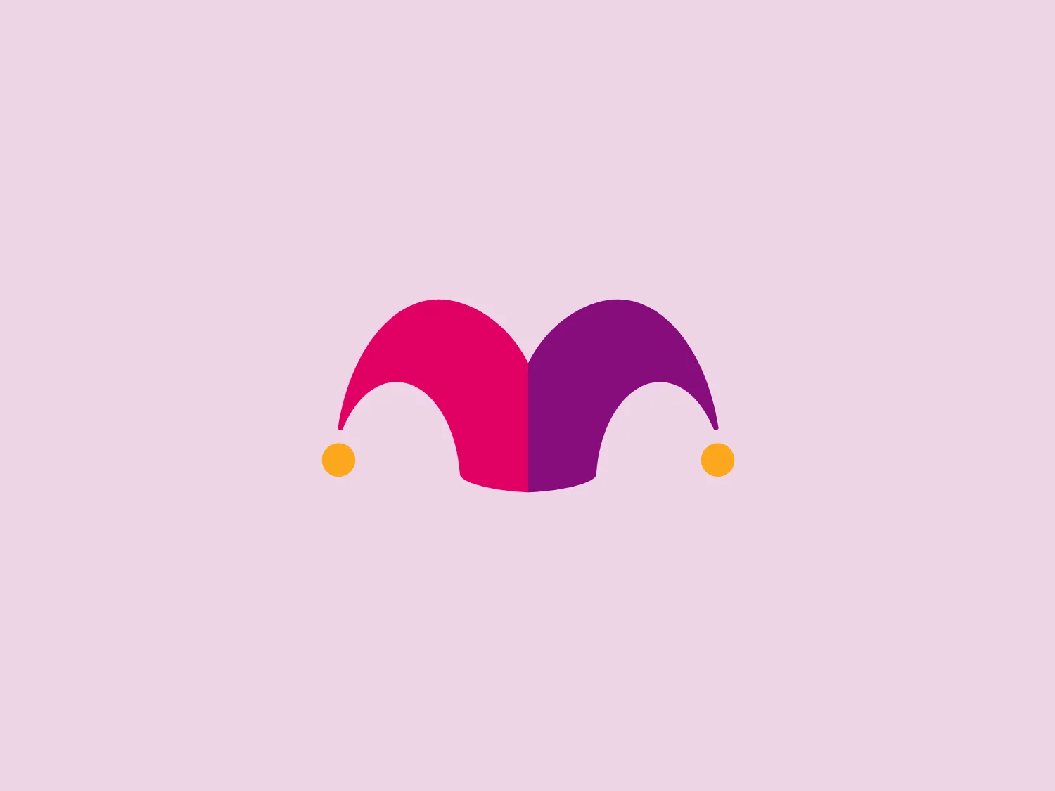The Motley Fool logo is a modern and abstract design featuring a stylized 'M' shape. It is composed of two mirrored, curved elements that converge in the center to form a streamlined and dynamic figure. The color scheme includes a gradient from pink on the left to purple on the right, providing a sense of depth and vibrancy. Two small, solid yellow circles, one on each end of the 'M,' add a pop of contrasting color, contributing to the logo's playful and energetic character. The design is minimalistic and would likely convey a sense of creativity or innovation.