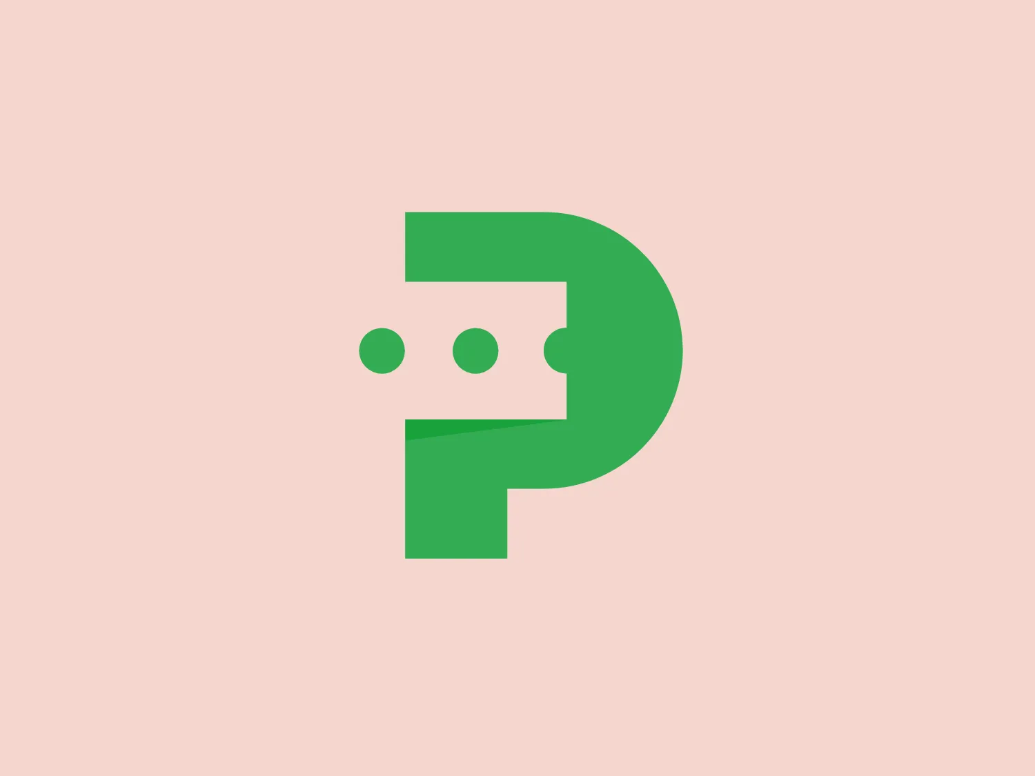 The Paydro logo depicts a stylized green letter P with a darker green circle on the upper right side and two smaller circles of the same color aligned below it, creating the impression of a face on the negative space of the P. The design is modern and minimalistic, employing a pleasing balance between the vibrant shades of green and the negative space. The overall aesthetic is friendly and approachable, with geometric features that suggest connectivity or a digital aspect.