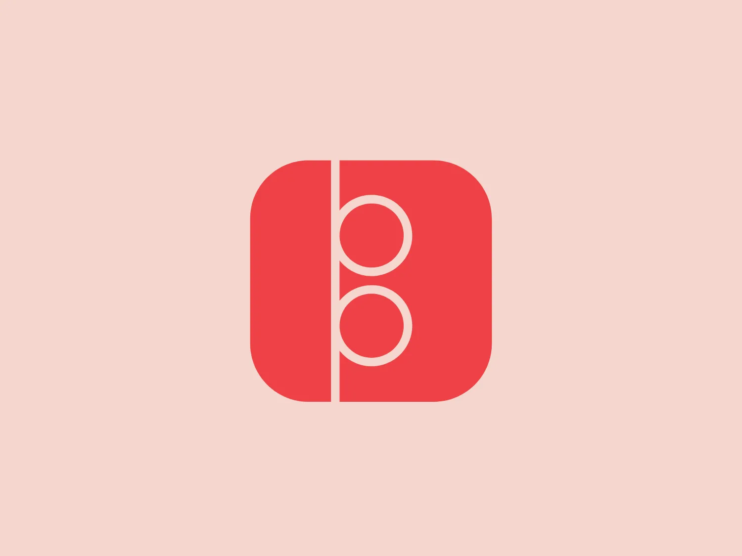 The Blinq logo features a modern, stylized, lowercase "b" split into two parts, with the rounded portions facing inward towards a central vertical line that separates the two halves. It is placed within a square with rounded corners, employing a flat coral-red color. The negative space created by the central line and the curves of the "b" produces a dynamic yet balanced visual effect.