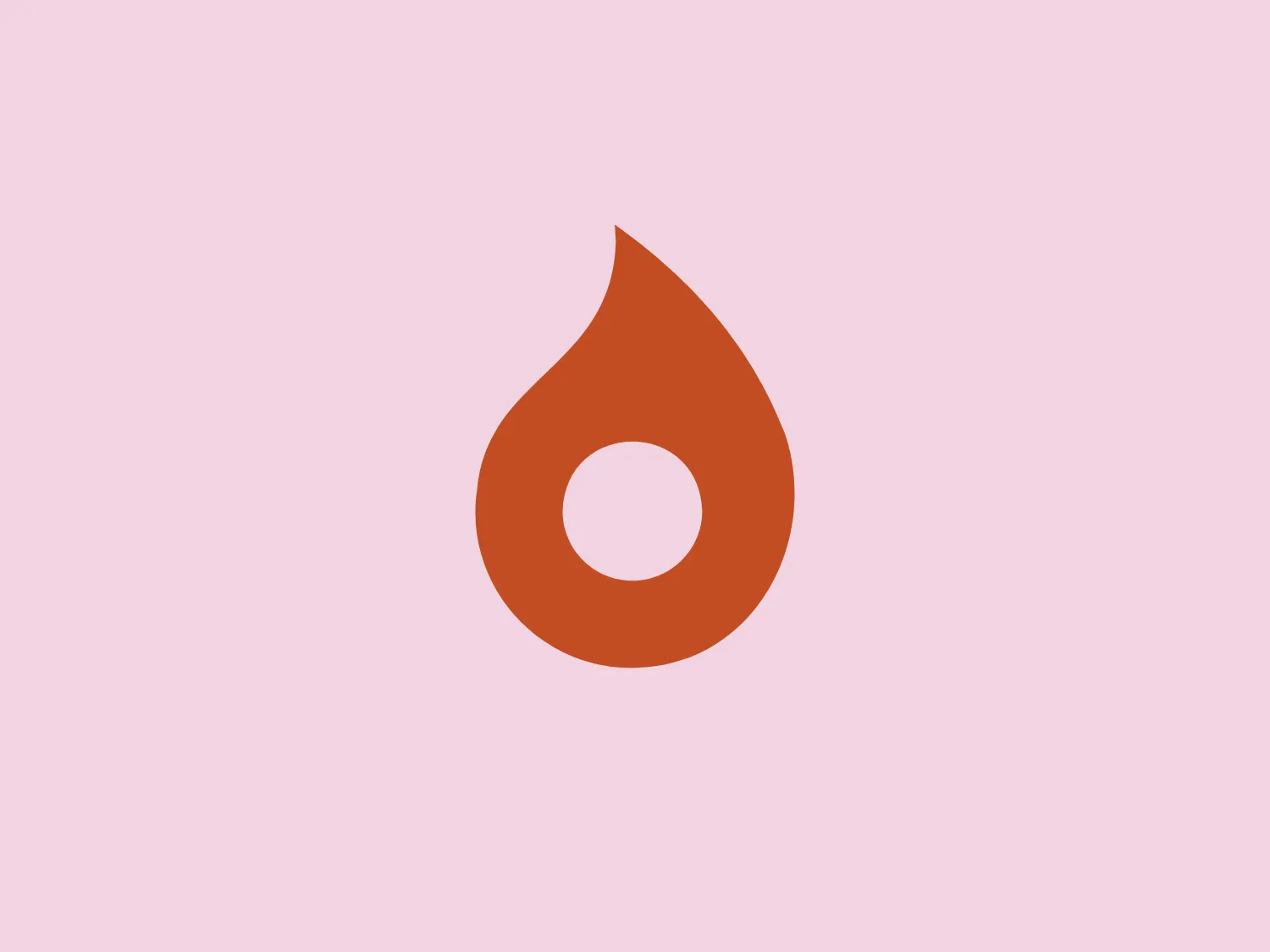 The logo for Holla Grill prominently features a stylized flame or water droplet shape in a vibrant, burnt orange color. The design is minimalistic and modern, with smooth, curved lines that come to a soft point at the top. Within the shape, a circular cutout is centered towards the bottom, creating a sense of balance and openness. The simplicity of the form and the monochromatic color scheme make the logo versatile and easily recognizable.