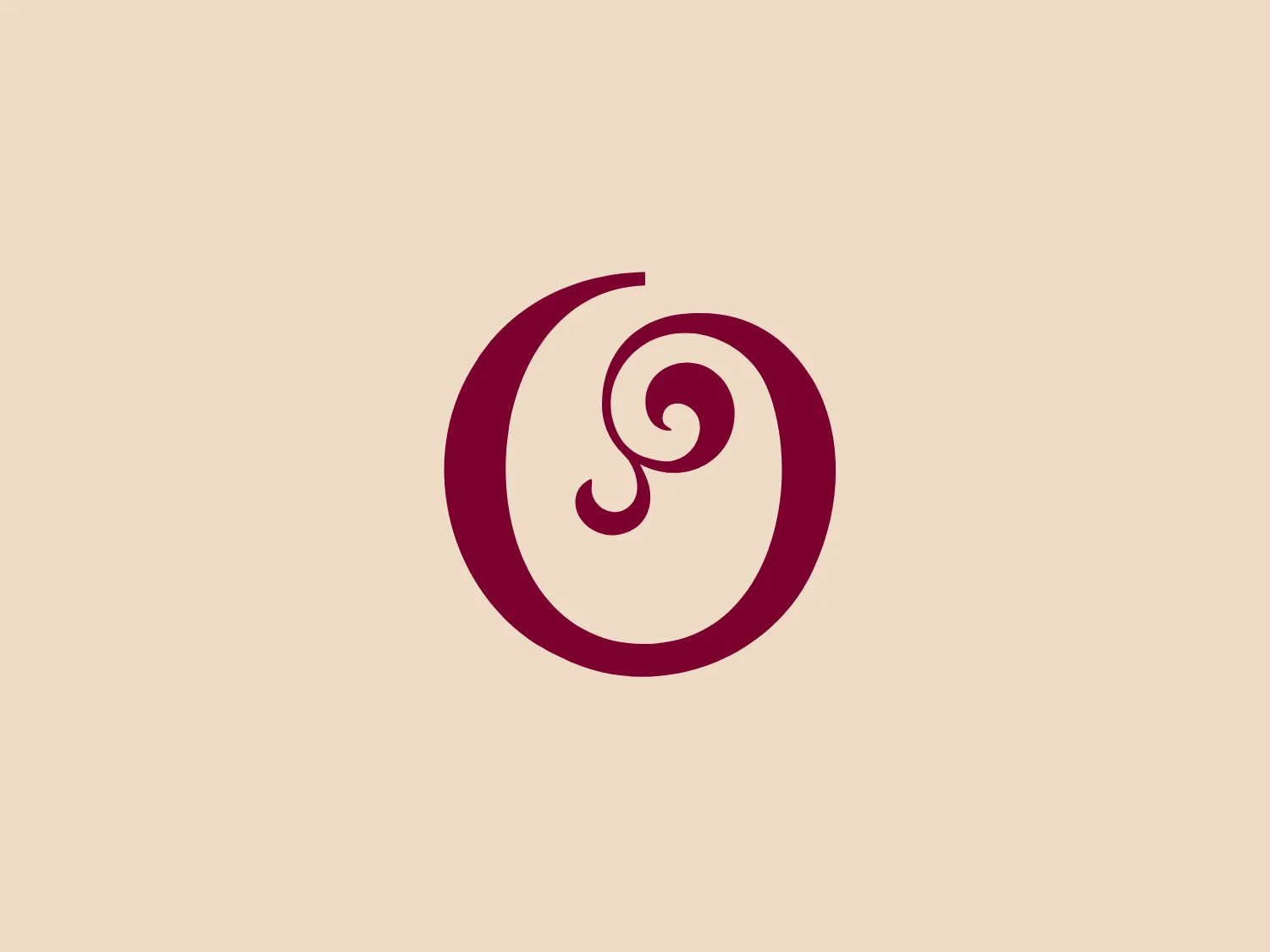The Oregon Wine logo is a stylized, abstract mark within a circular boundary. The mark resembles a fluid, curvilinear shape that could be interpreted as a stylized letter or a swirl. It is centrally aligned within the circular outline, suggesting balance and harmony. The color is a deep, rich burgundy, which gives the logo a professional and sophisticated feel. The overall design is minimalistic and modern, with a clean aesthetic that conveys elegance and refinement.
