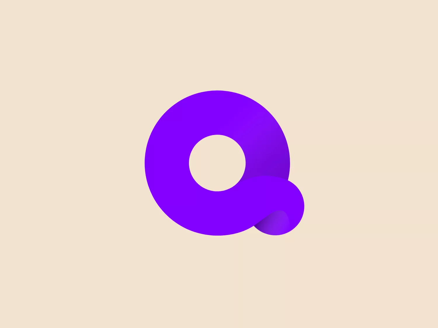 The Quibi logo is a modern and fluid design that consists of a continuous, abstract shape resembling a stylized letter "Q". It features a bold, saturated shade of purple which gives it a vibrant and energetic appearance. The form is smooth and curvaceous, creating a sense of movement and flow. Its seamless curves and lack of any harsh angles or lines contribute to a sleek and minimalist aesthetic. The circular void near the center of the figure adds interest and balance to the overall design, emphasizing the logo's dynamic yet simple structure.