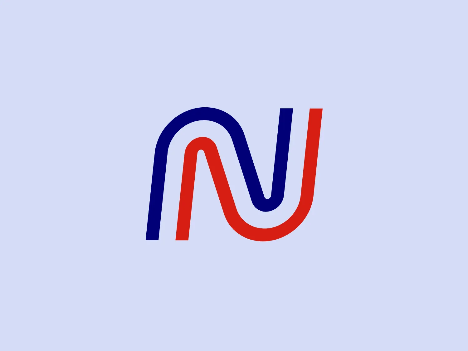 The NationaLease logo features a continuous line design representing the letters "NV", suggesting connectivity and flow. The deep blue and bright red colors create a strong visual contrast. The sans-serif typeface gives it a modern and clean look, while the consistent line width contributes to its bold aesthetic.