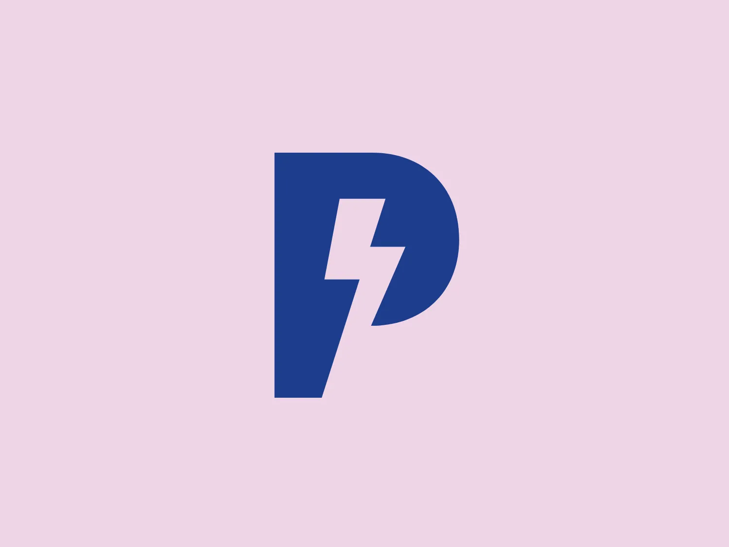 The logo for Protean showcases a stylized letter "P" with a modern, bold aesthetic. The prominent dark blue color is complemented by a striking white lightning bolt shape, creating a dynamic contrast. The solid, geometric font exudes stability and strength, while the lightning bolt adds a sense of power and speed, resulting in a memorable and impactful design for branding.