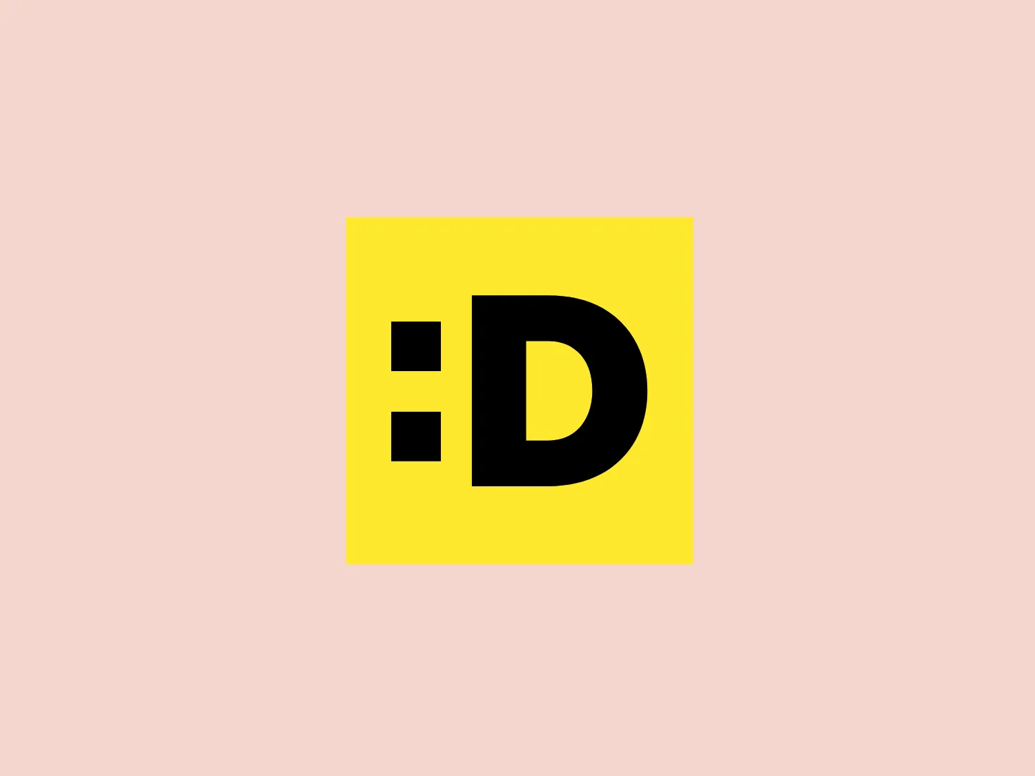 The business logo for Dropout is a bold and minimalist design with a square yellow background. The large black letter "D" is stylized with a colon to its left, creating a visual pun that can be read as both "D" and "ID". The stark contrast of black and yellow draws the eye to the typography, which is modern and sans-serif with even weight distribution. The logo exudes a clean and contemporary aesthetic and would be complemented well by a neutral background color.