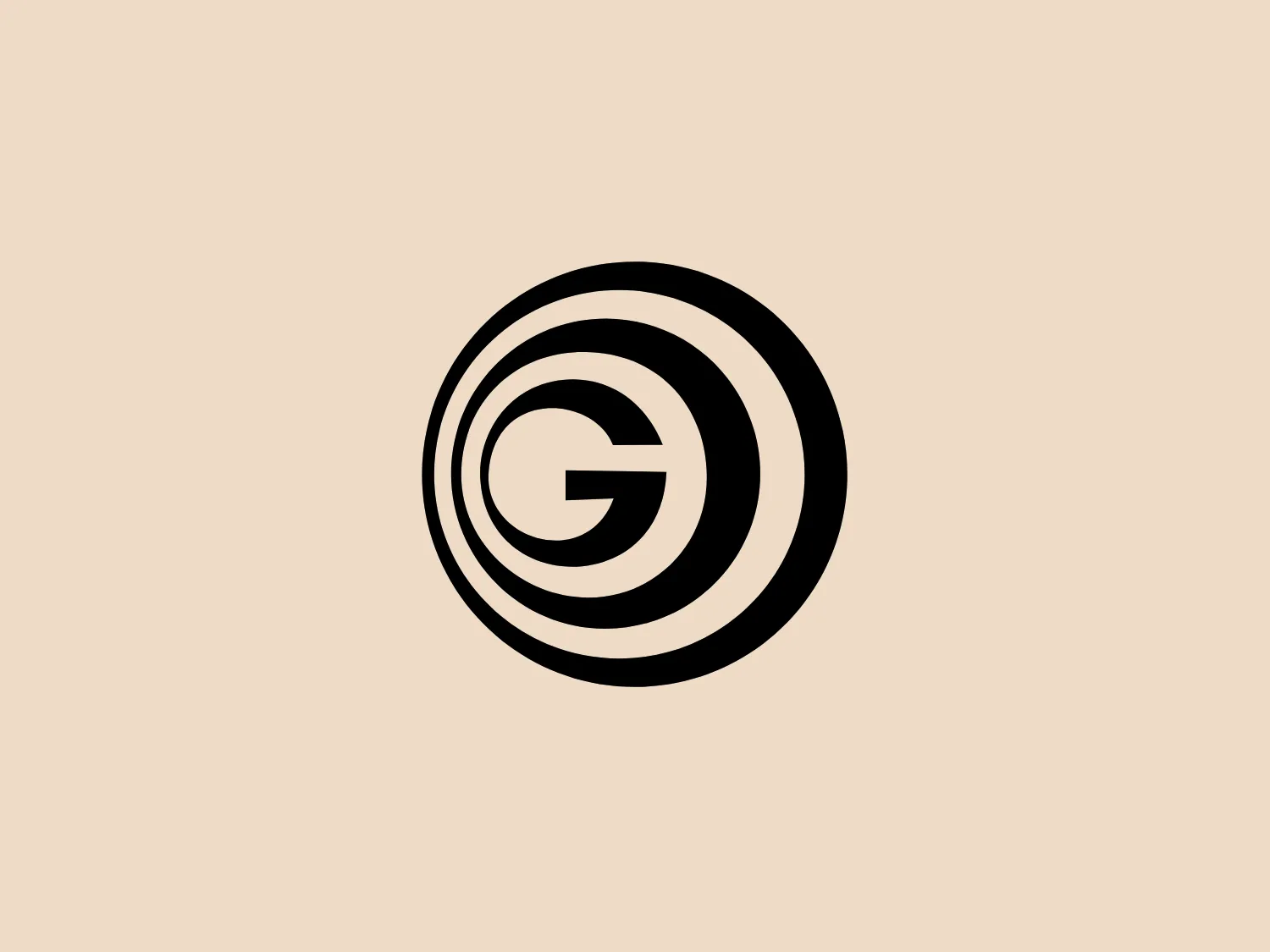 The Gradiente logo features a bold capital letter "G" centered within a series of concentric circles. The "G" and the circles are designed with thick black lines against a white background, creating a strong contrast. The "G" has a modern, sans-serif font with a geometric style, and the lines are of uniform thickness. The overall design is minimalist and clean, giving off a contemporary vibe. The repeating circles create a sense of dynamism and motion. Considering the high-contrast black and white of the logo, a light and soft background color would complement it well without overwhelming it.