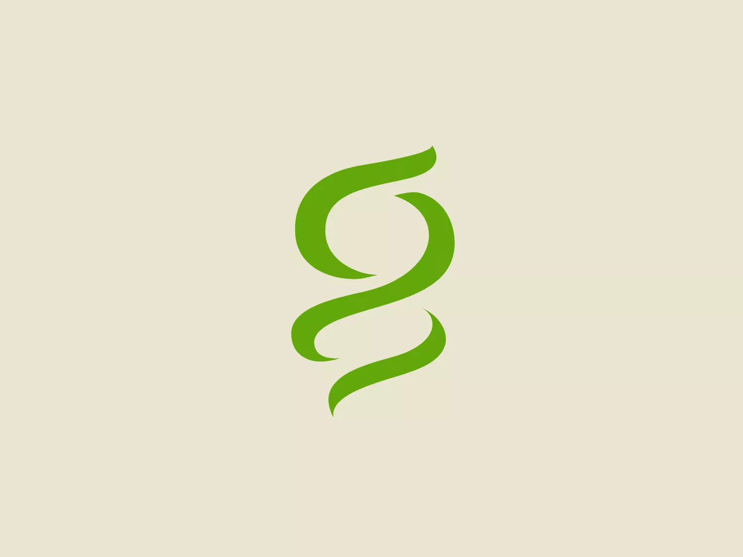 The logo for Genomic Health features a stylized 'G' with an organic and fluid design resembling a leaf or tendril unfurling. The vibrant green color signifies growth, vitality, and a connection to nature. The logo's abstract and elegant design, with smooth curves and loops, conveys movement and grace. The absence of hard edges or straight lines reinforces the organic theme, while hinting at innovation and modernity. A complementary background color is suggested with the hexcode:#E9E5CF.