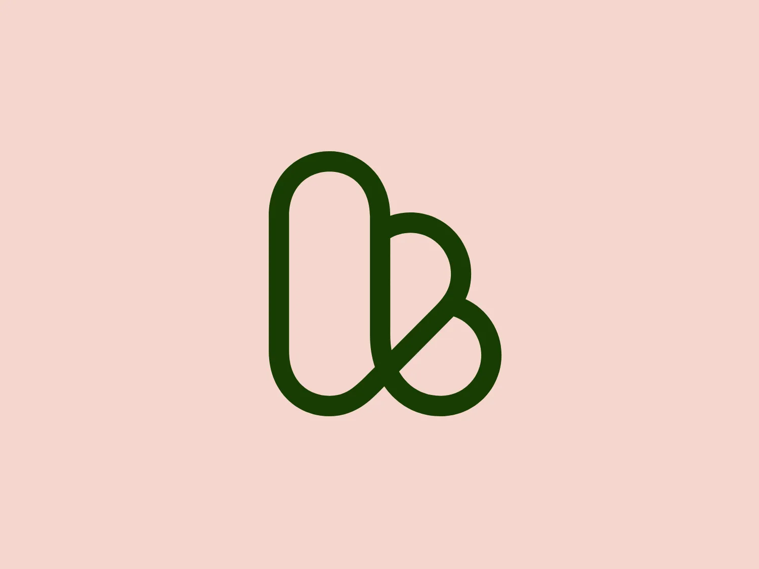 The Kleinanzeigen logo consists of two intertwined elements that form the letters 'b' and 'd', presented in a solid, dark green color. The design is sleek, modern, and emphasizes connectivity and unity. The rounded shapes convey a sense of harmony and balance, creating a clean and organic look that is both minimalistic and sophisticated.