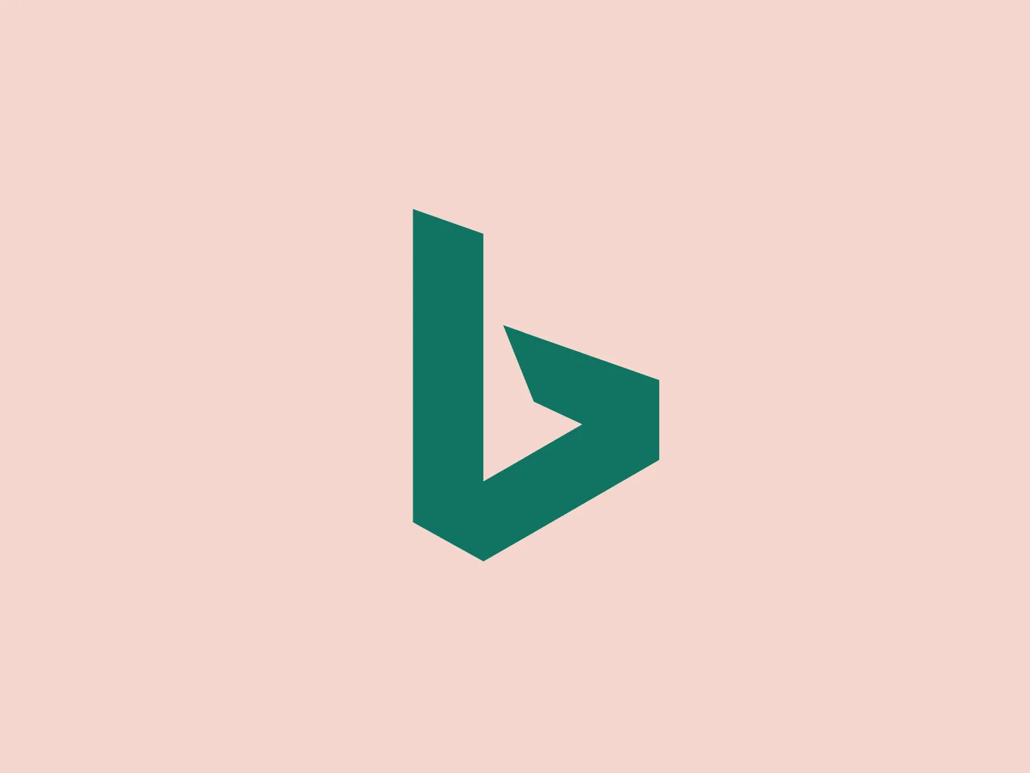 The logo for Bing is a stylized, geometric design that gives the impression of an abstract letter or symbol. It comprises two main elements with sharp angles and a three-dimensional effect. The color is a deep, teal-like green, exuding professionalism and modernity. The overall look is minimalistic and sleek, making it well-suited for a tech company, design studio, or branding agency. The interaction of the shapes creates a sense of movement or transformation.