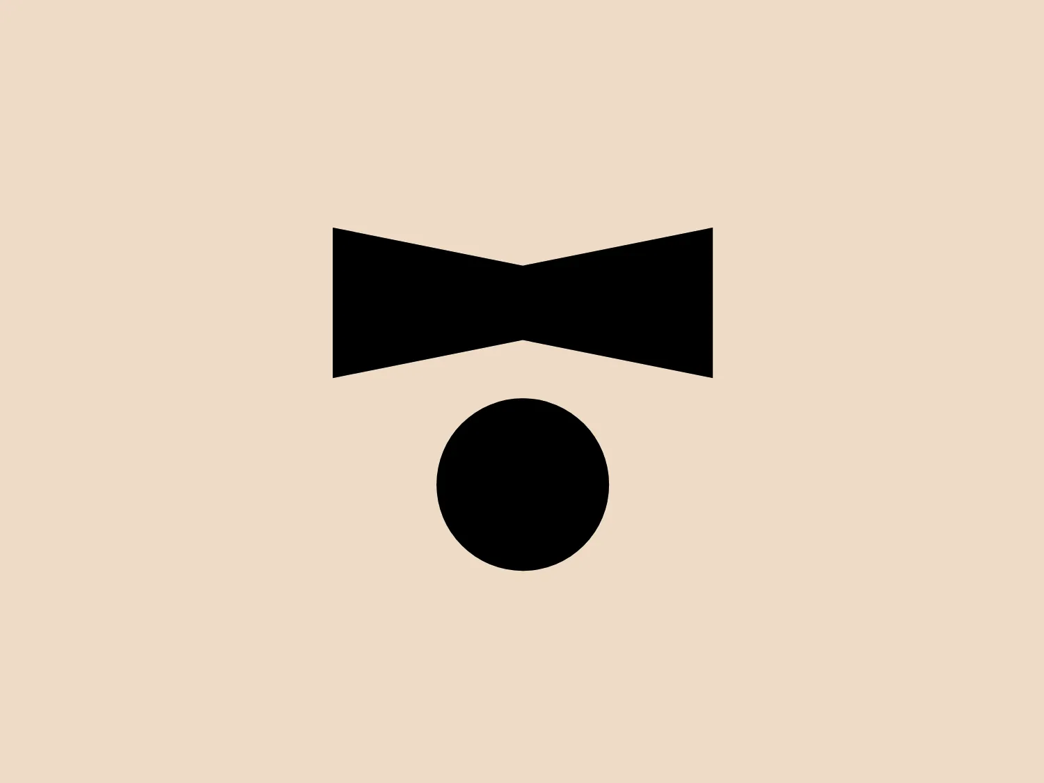 The Trickshot Promenada logo is a minimalistic black-and-white design consisting of two geometric shapes. A solid black circle sits below a thick, black horizontal bowtie shape with angled ends. The abstract logo has a modern and simplistic look with a balanced composition, evoking a sense of sophistication and elegance due to the use of the bowtie element. The contrast between the black figures and a light background would be important for visual impact.