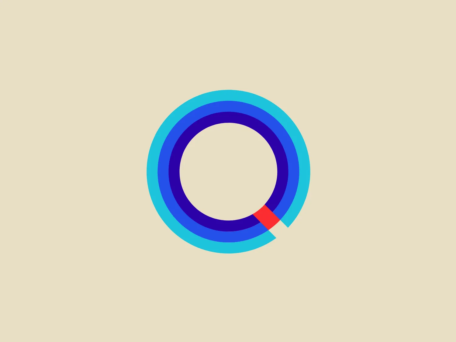 The QMusic Queensland logo features a stylized letter "O" in a gradient of cool blues, creating depth and movement. A segment of the circle is highlighted in a vibrant coral color, giving a modern and energetic feel to the design. Smooth curves and gradients suggest a 3D appearance on a flat surface, and the use of a contrasting color symbolizes innovation or a unique approach.