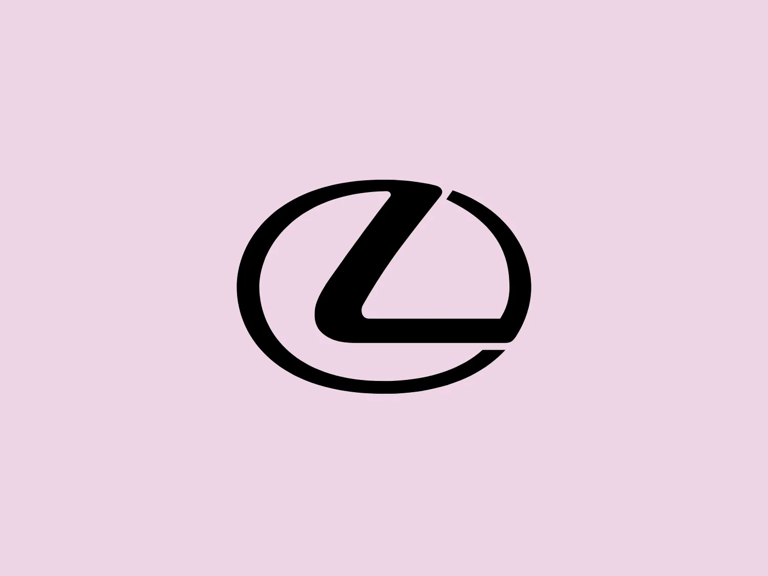 The Lexus logo is a bold black graphic design featuring an abstract, stylized representation of the letter "L" enclosed within a circular border. The modern and streamlined letterform intersects with a sharp, straight edge, creating a dynamic and balanced visual. The thickness of the lines is consistent, contributing to the logo's strong and cohesive appearance. The overall design aesthetic is minimalist and professional, with potential versatility in various applications due to its simplicity.