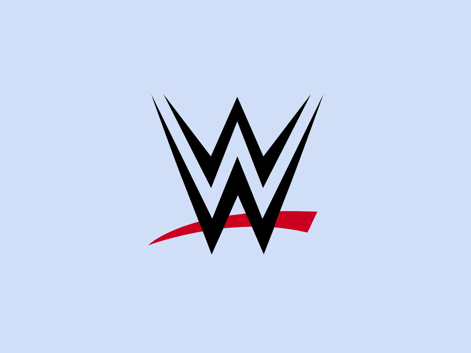 The WWE logo features a stylized uppercase "W" with sharp, pointed vertices for a dynamic and modern look. The predominant colors are black with a bright red accent line, adding a sense of motion. The bold design conveys strength and forward-thinking, with striking contrast and a minimalistic, yet powerful aesthetic.