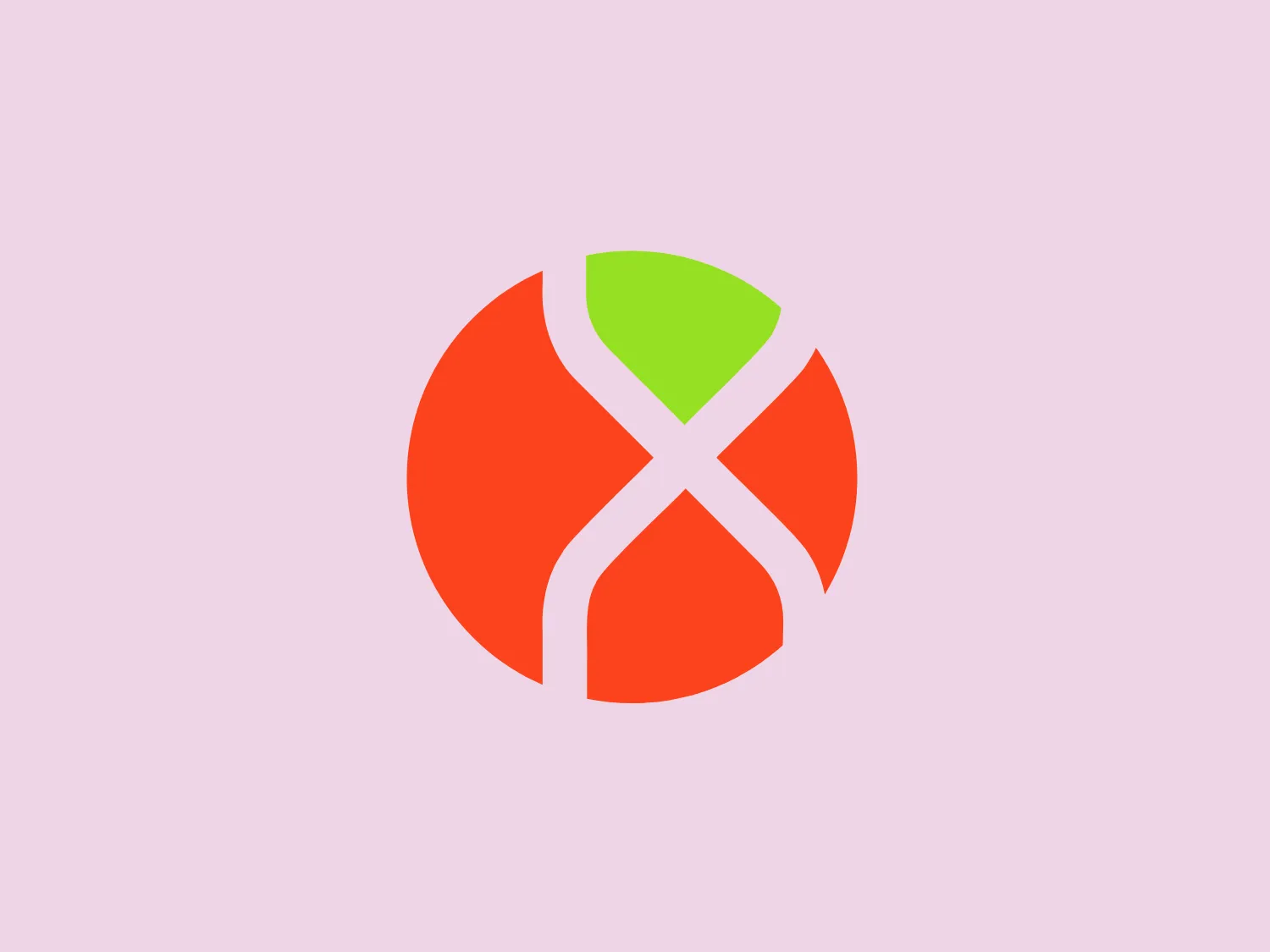 The FXTM logo features a stylized, abstract design composed of four teardrop-like shapes that converge in the center to form a cross-like negative space. The shapes are arranged in a circular pattern, suggesting dynamics and motion. The vibrant color palette includes a bright green for the uppermost shape, representing growth or eco-friendliness, and a gradient of fiery oranges for the other three, conveying energy and warmth. The colors are bold and the design is modern and simple, with a flat aesthetic free from any gradients or shadows.