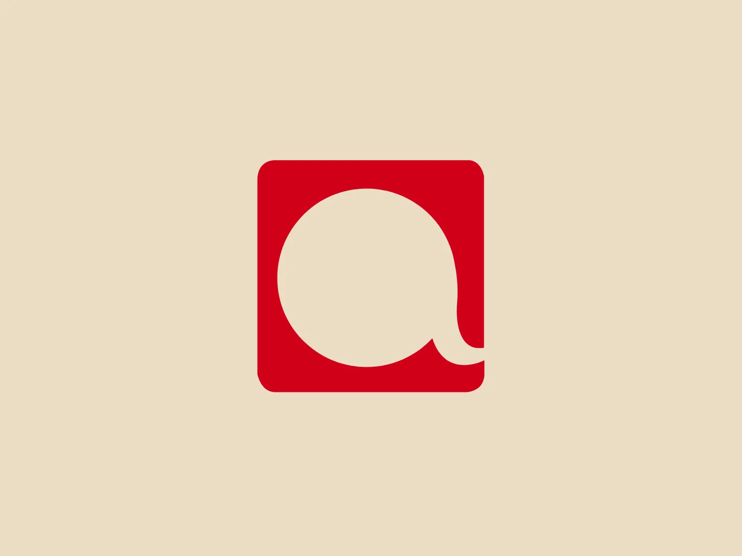 The logo of Alfa Telecom features a bold red square with a large white circle that extends slightly beyond the square's boundaries on the lower right side, creating a quarter-circle negative space where the two shapes overlap. The design is simple and modern, with clean lines and a striking contrast between the white and red colors. The rounded shape within the square gives a sense of openness and movement. The aesthetic is minimalistic and would fit well within contemporary branding contexts.