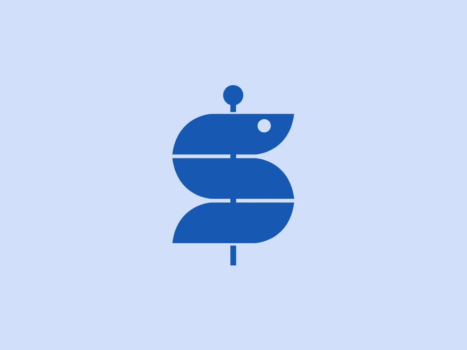 Sana Clinics logo consists of a stylized representation of a double helix, typically associated with DNA structure, composed of two intertwined ribbons. The design is simplified and modern, employing a bold blue color which suggests a connection to science, healthcare, or technology. The helix has a slight twist and consists of segmented parts, with a small circle—reminiscent of an atom or molecule—at the top left, providing a point of visual interest that enhances the scientific theme. The style is clean, with ample negative space aiding in its readability and impact.
