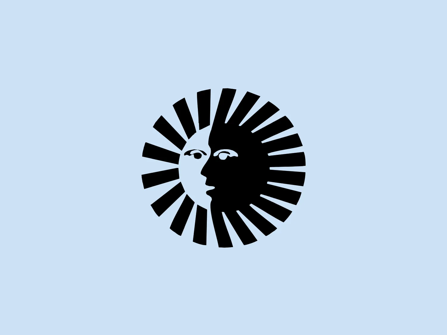 The logo for Victory Kozmetik showcases a stylized sun with a subtle human face. The central circular shape forms the face, while contrastingly sharp and angular lines surround it, simulating the sun's rays. The face has minimal yet expressive features, contributing to its anthropomorphic quality. The whole image is in black and white, with the face in negative space and the rays filled in black, creating a stark, high-contrast effect. Overall, the simple and bold design conveys a sense of energy, warmth, and enlightenment.