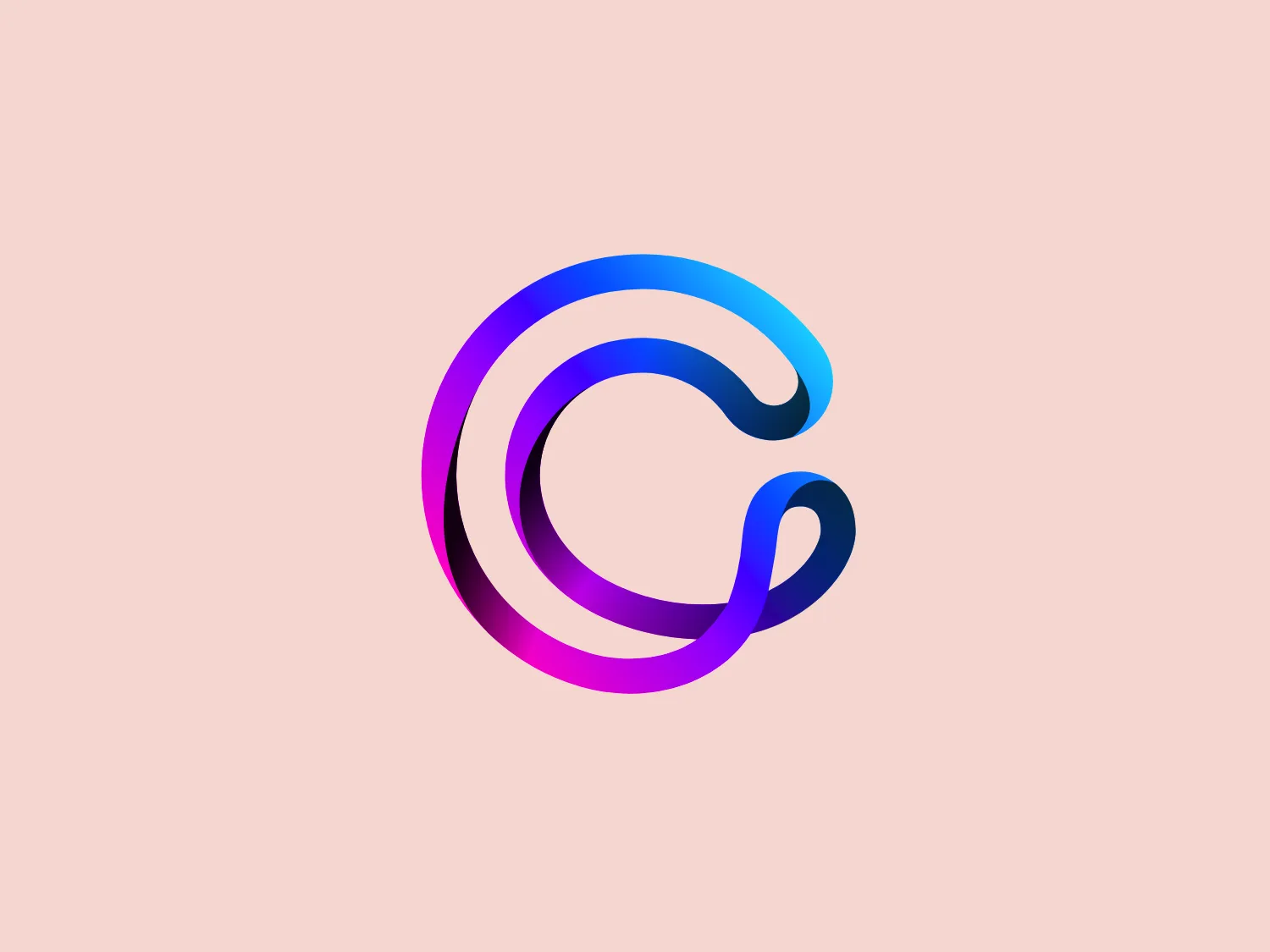 The image displays an abstract, modern logo for Cobiro that consists of two intertwined shapes resembling the letter "C". The design sports a gradient color scheme, transitioning from a vivid blue at the top to a deep purple at the bottom. The shapes are thick with a smooth curvature, giving the logo a dynamic and fluid feel. There are no sharp corners, and the ends of the curves slightly taper, providing an elegant and contemporary vibe. Given the cool tones of the logo, a background that complements its color yet provides sufficient contrast to enhance its visibility would be ideal.